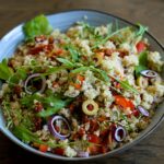 arugula quinoa salad closeup